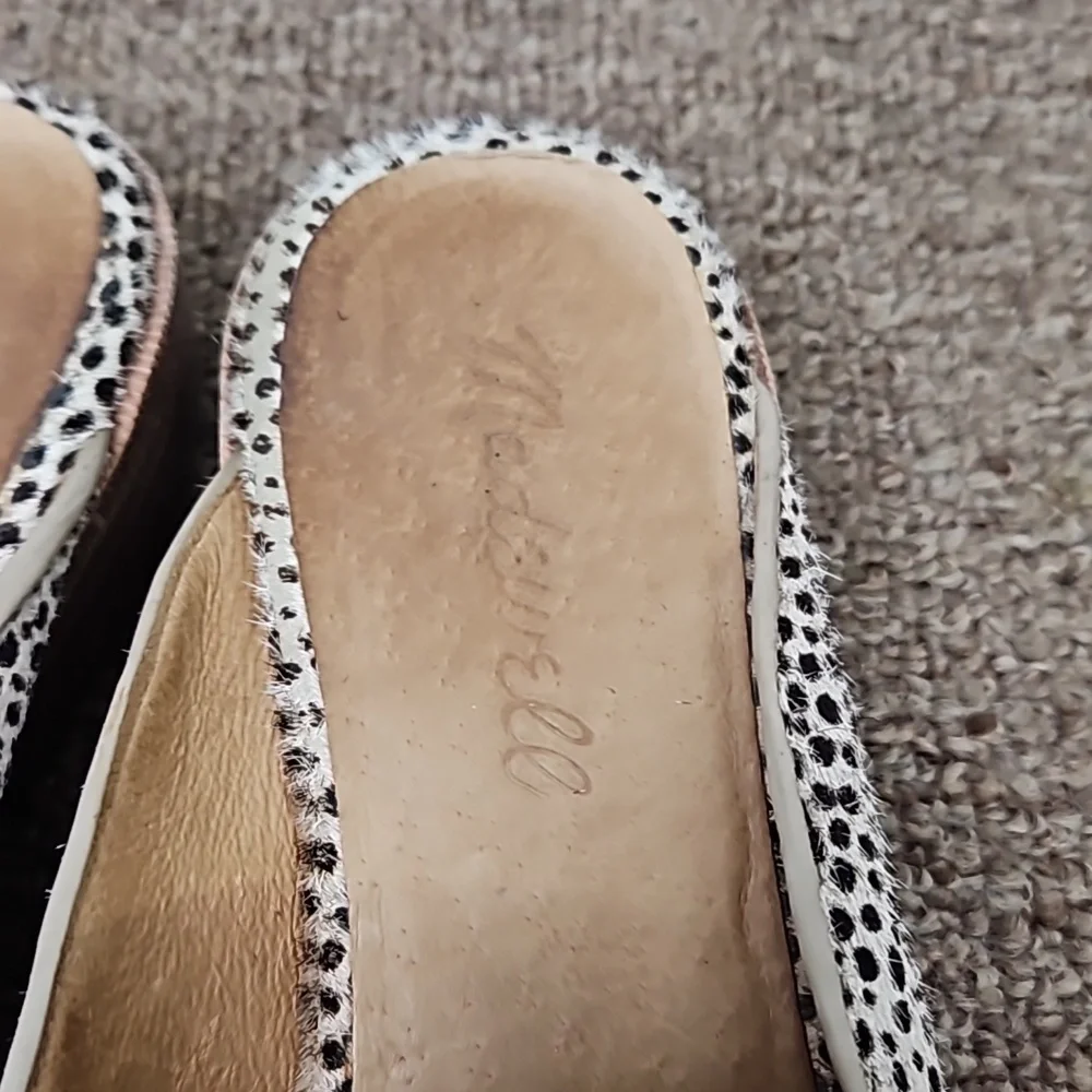 Madewell Polka Dotted Cow Hair Mules Slipons sz 5 1/2 Women's - Picture 3 of 6